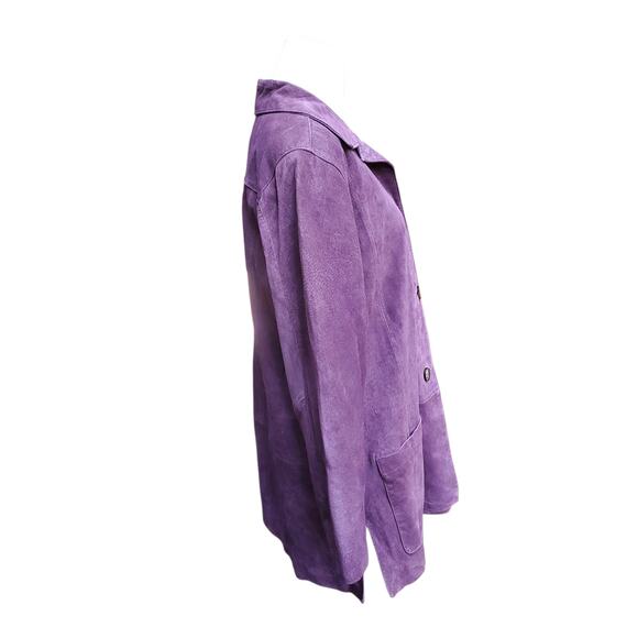 Terry Lewis Classic Luxuries Purple Suede Leather Jacket Button Down Sz M - Picture 8 of 16